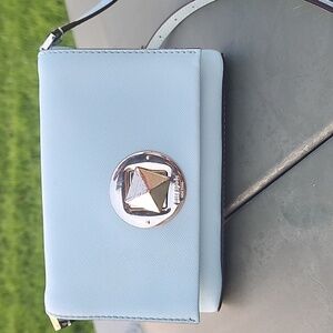 Kate Spade Sally Newberry Lane Blue Hydrangea Saffiano Leather Crossbody Bag